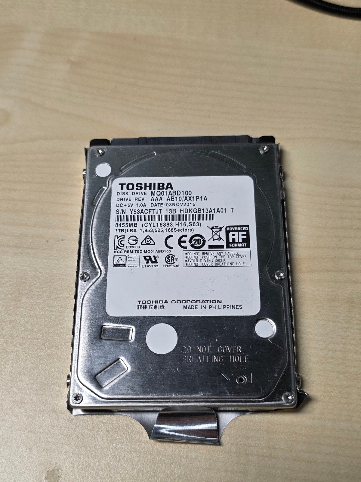 Toshiba 1TB 2.5” SATA HDD – 100% conditie – weinig gebruikt, Intern, Ophalen of Verzenden, Laptop, 1000 GB