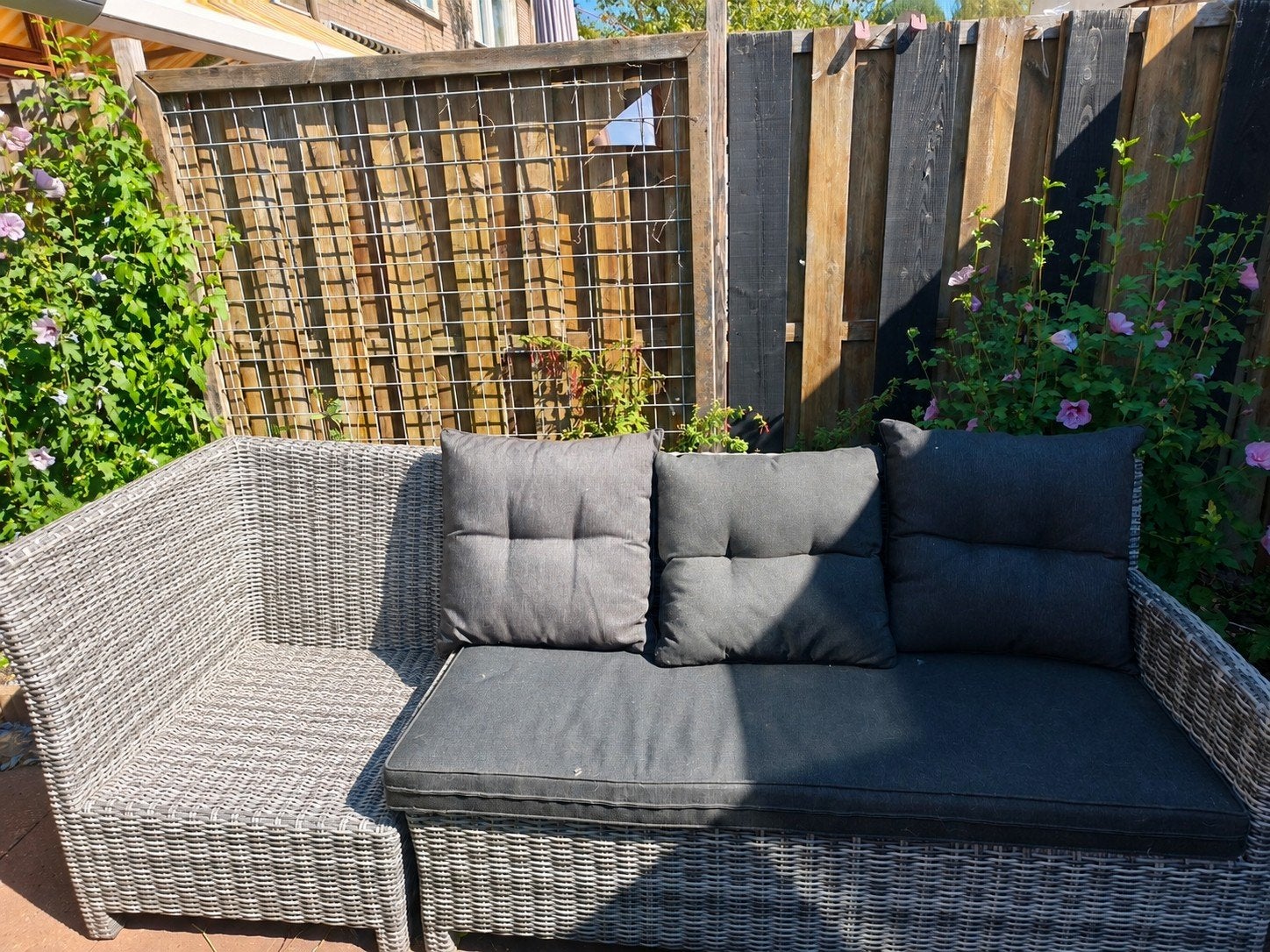 Loungeset grijs met kussens, Ophalen, Gebruikt, Bank