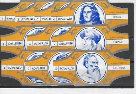 reeks 4096  schrijvers    1-12   sigarenbanden, Ophalen of Verzenden, Zo goed als nieuw, Sigarenbandjes