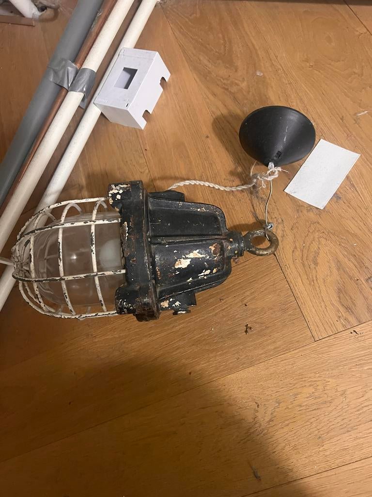 Vintage Industriële Kooilamp / Bullylamp / Bunkerlamp, Ophalen of Verzenden