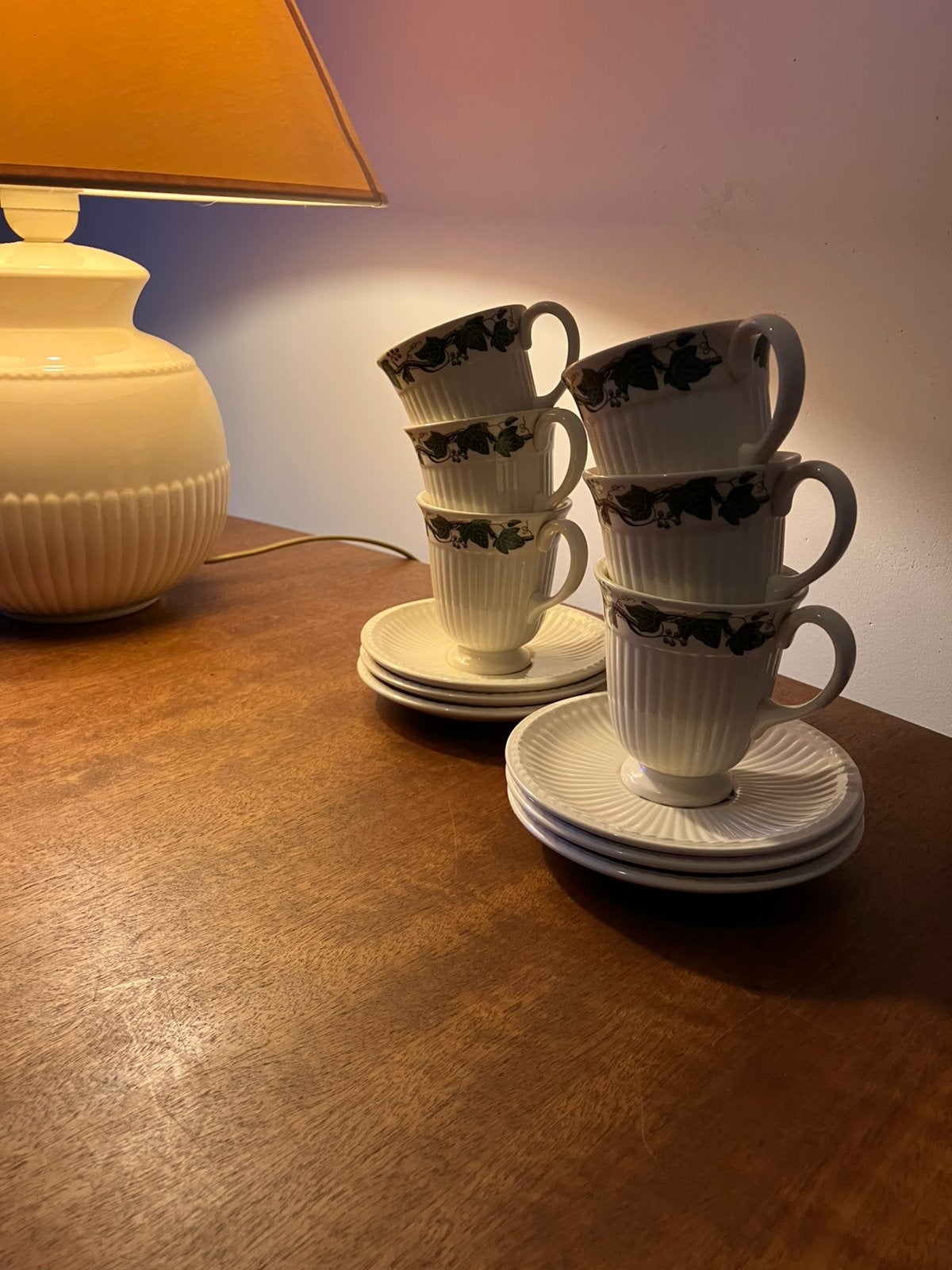 Wedgwood Stratford koffie kop en schotels hoog 6 x, Ophalen of Verzenden