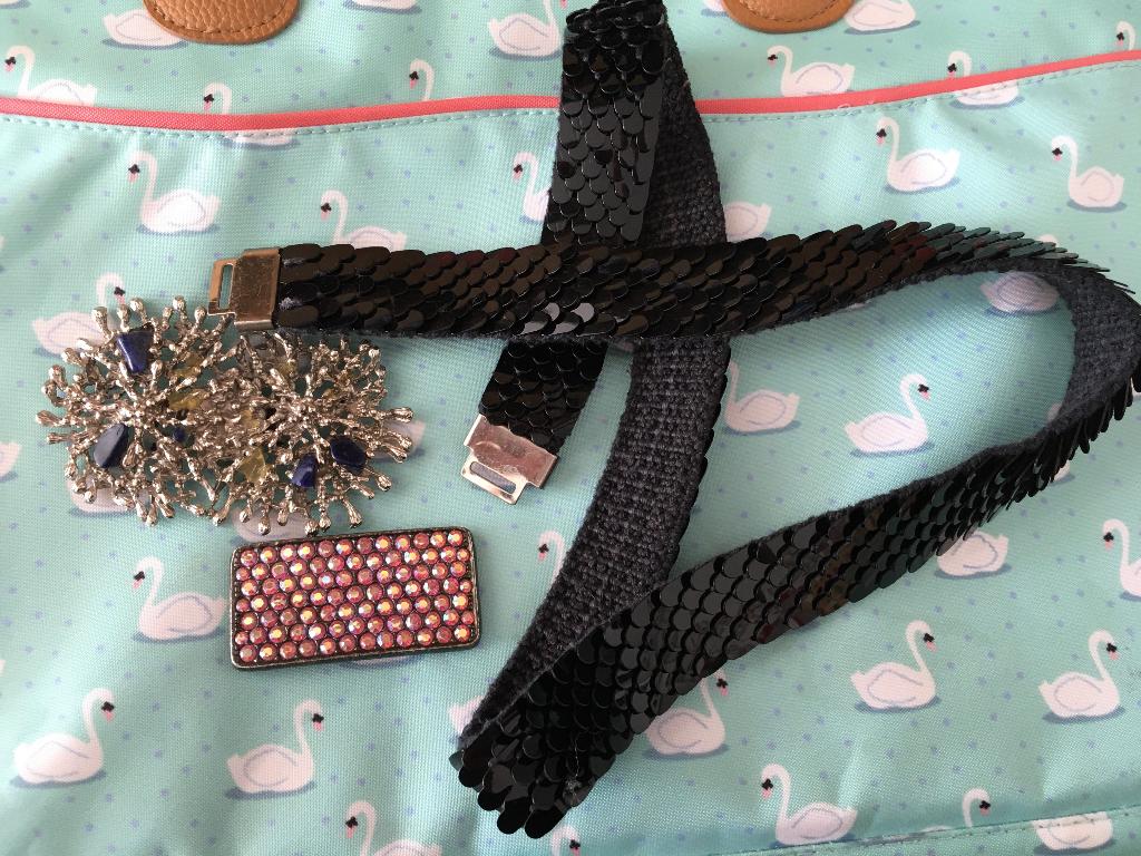 Vintage retro boho strass halfedelstenen taille riem gespen, Zwart, Ophalen of Verzenden, Zo goed als nieuw, Vintage