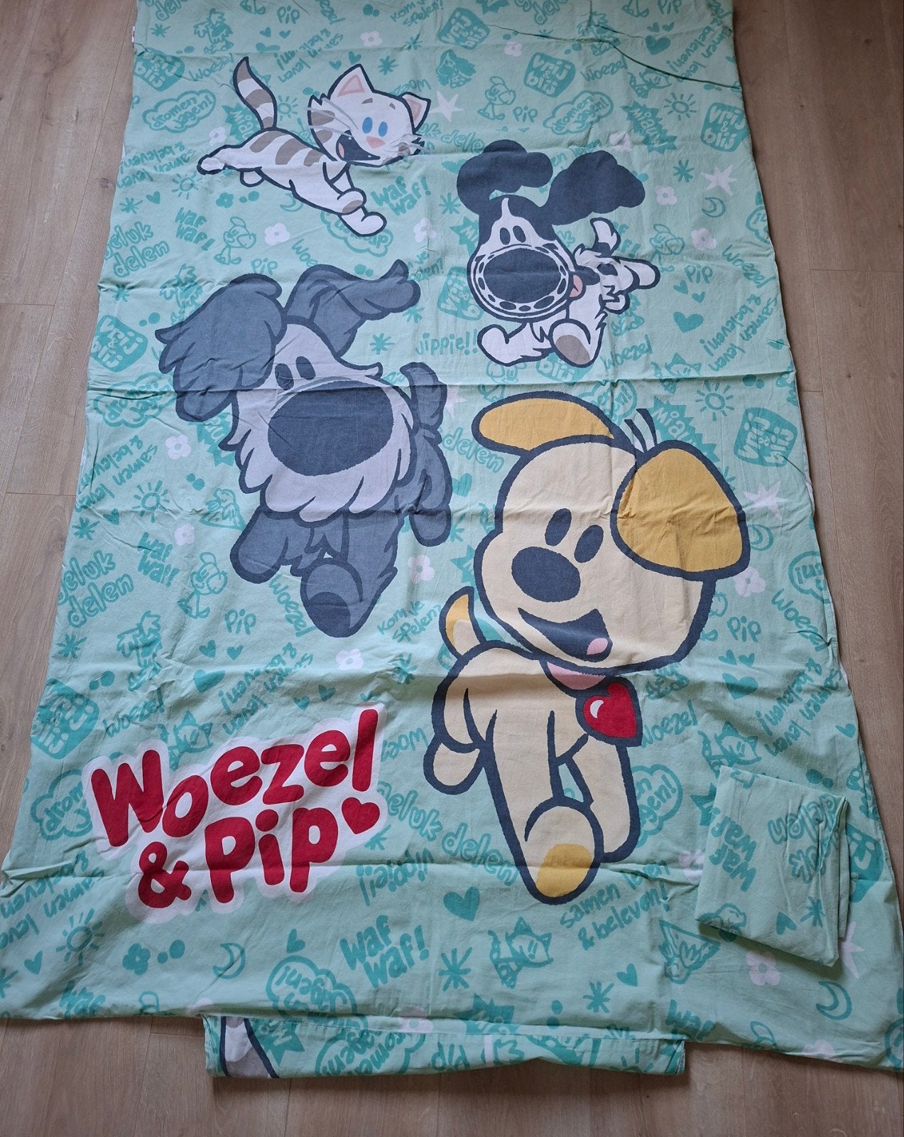 Woezel & Pip dekbedovertrek eenpersoons, Eenpersoons, Dekbedovertrek, Ophalen of Verzenden, Zo goed als nieuw