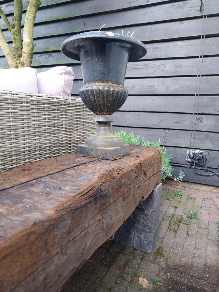 Robuuste bank / sidetable van spoorbiels, Ophalen, Minder dan 45 cm, Robuust landelijk, 75 cm of meer