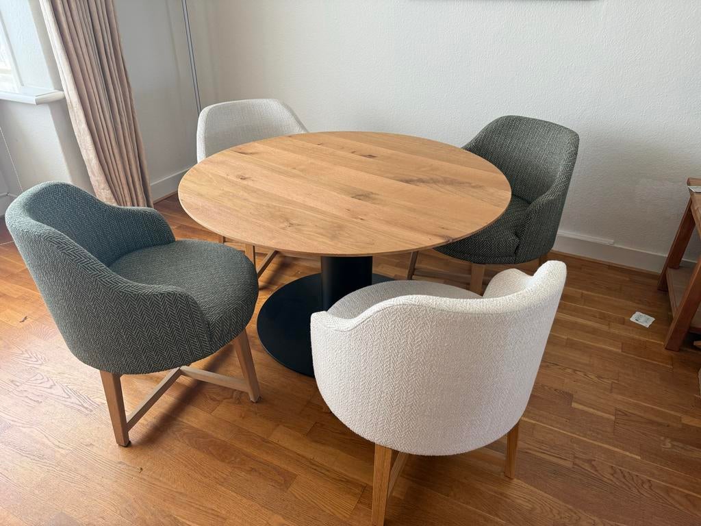 Passe Partout design eetset: 4 stoelen + ronde tafel, Huis en Inrichting, Tafels | Eettafels, Nieuw, 100 tot 150 cm, 200 cm of meer