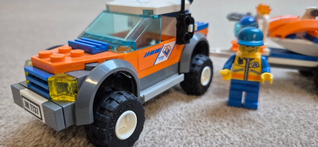LEGO City 7737 - Terreinwagen Kustwacht & Waterjet, Ophalen of Verzenden, Zo goed als nieuw, Complete set, Lego