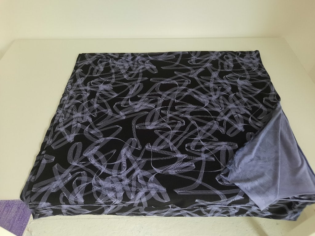zwart / blauw grijze viscose tricot 260 cm van 150 cm breed, Overige materialen, Blauw, 120 cm of meer, Ophalen of Verzenden
