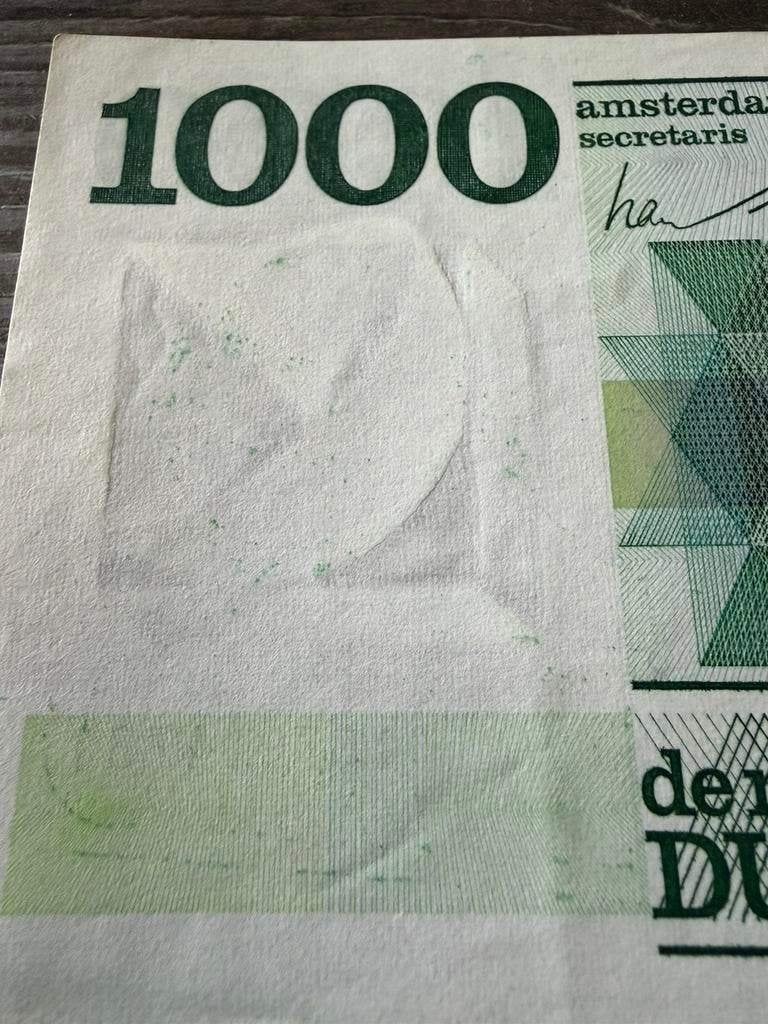 Misdruk biljet 1000 gulden Spinoza 1972, afdruk van Spinoza, Postzegels en Munten, Bankbiljetten | Nederland, Ophalen of Verzenden