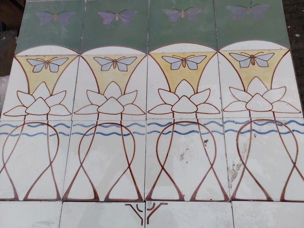 Antieke Wessels Bonn Jugentstil, Art nouveau wandtegels 208x, Ophalen