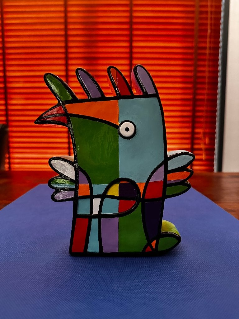 Jacqueline Schäfer - Vreemde Vogel (Medium), Antiek en Kunst, Handgemaakt, Meerkleurig, Beeld, Ophalen of Verzenden