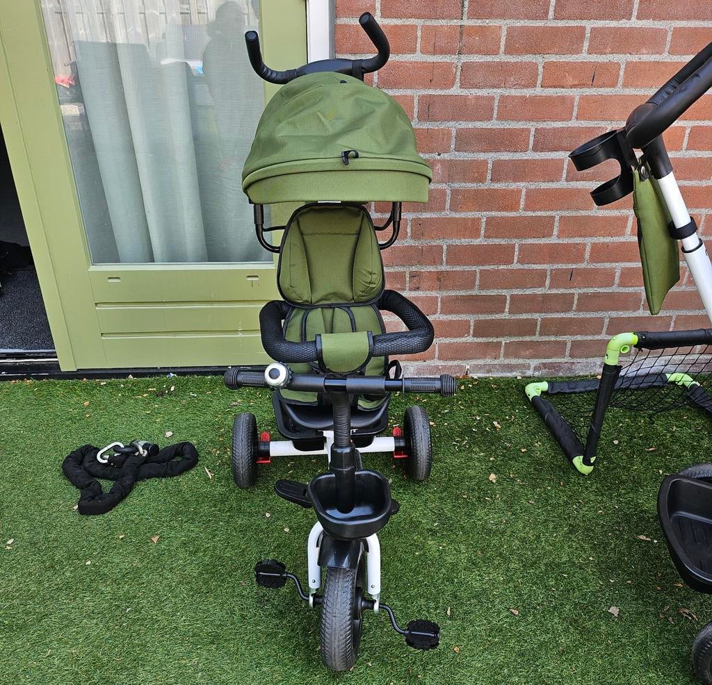 Kinder driewieler groen, Fietsen en Brommers, Fietsen | Driewielers, Zo goed als nieuw, Duwstang, Ophalen