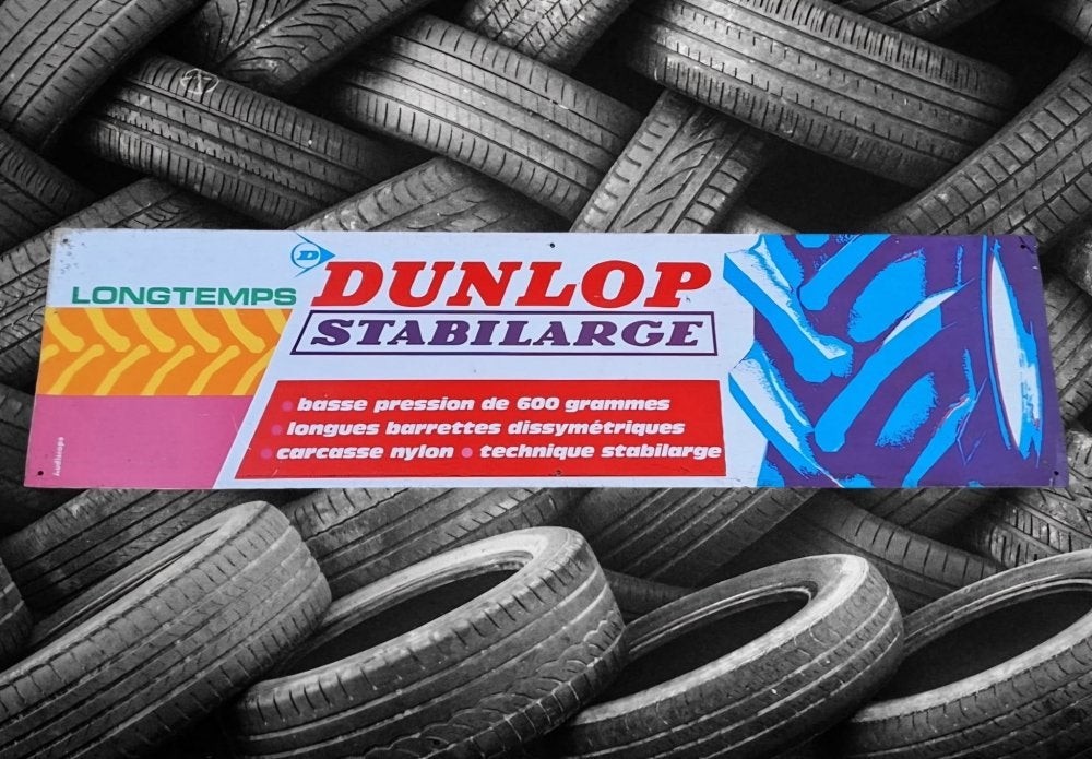 Vintage Dunlop Stabilarge banden Audiscope reclamebord., Reclamebord, Gebruikt, ., Ophalen of Verzenden