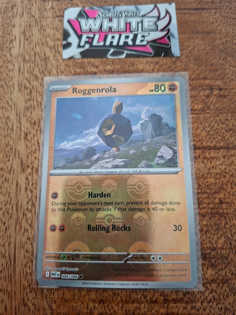 Pokemon Roggenrola (pokeball) (046/082) – White Flare, Ophalen of Verzenden, Nieuw, Losse kaart