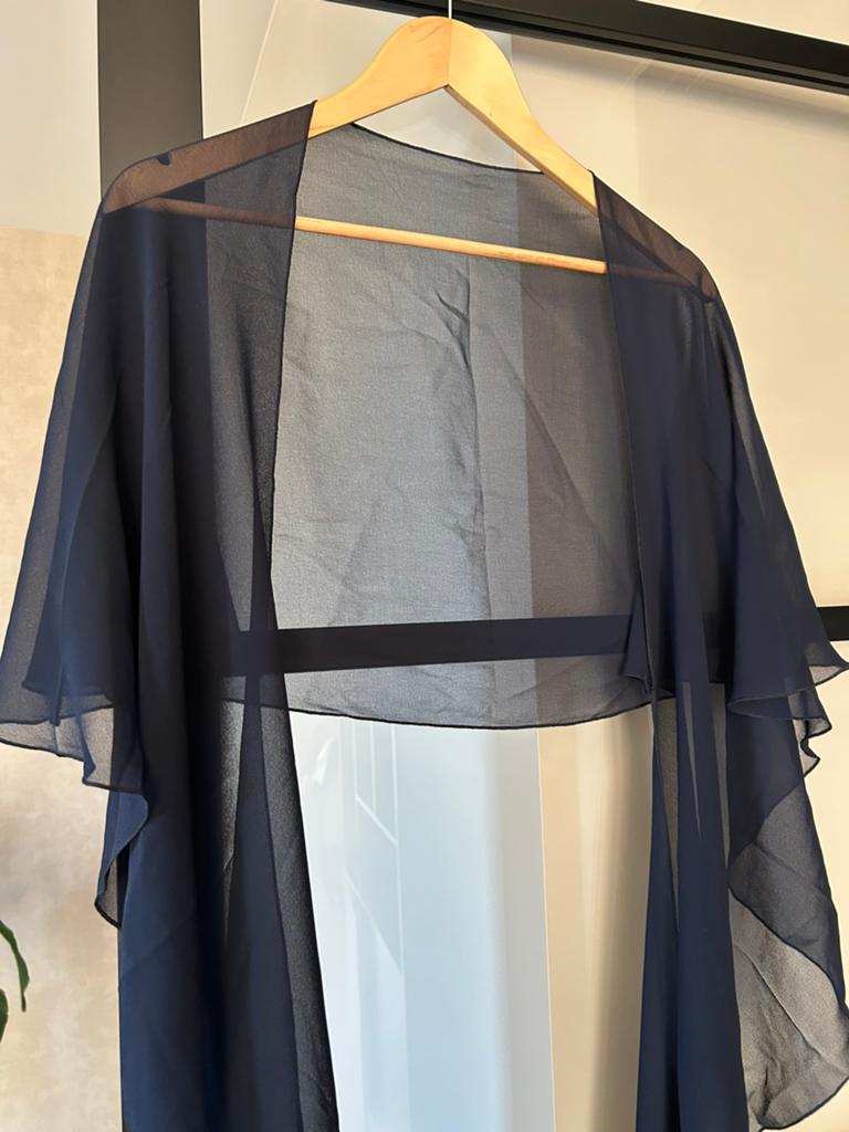 Vera Mont, stola van voilestof, donkerblauw, mt. M, Maat 38/40 (M), Overige typen, Blauw, Ophalen of Verzenden