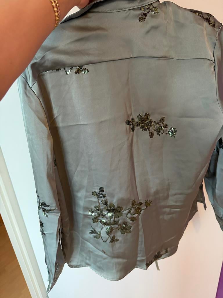 Chique set met pailletten - Blouse en broek, Ophalen of Verzenden, Zo goed als nieuw, Maat 36 (S), Lang