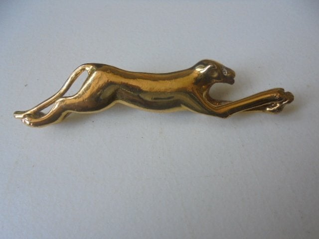broche panter strass oogjes, Ophalen of Verzenden, Zo goed als nieuw, Goud, Overige materialen
