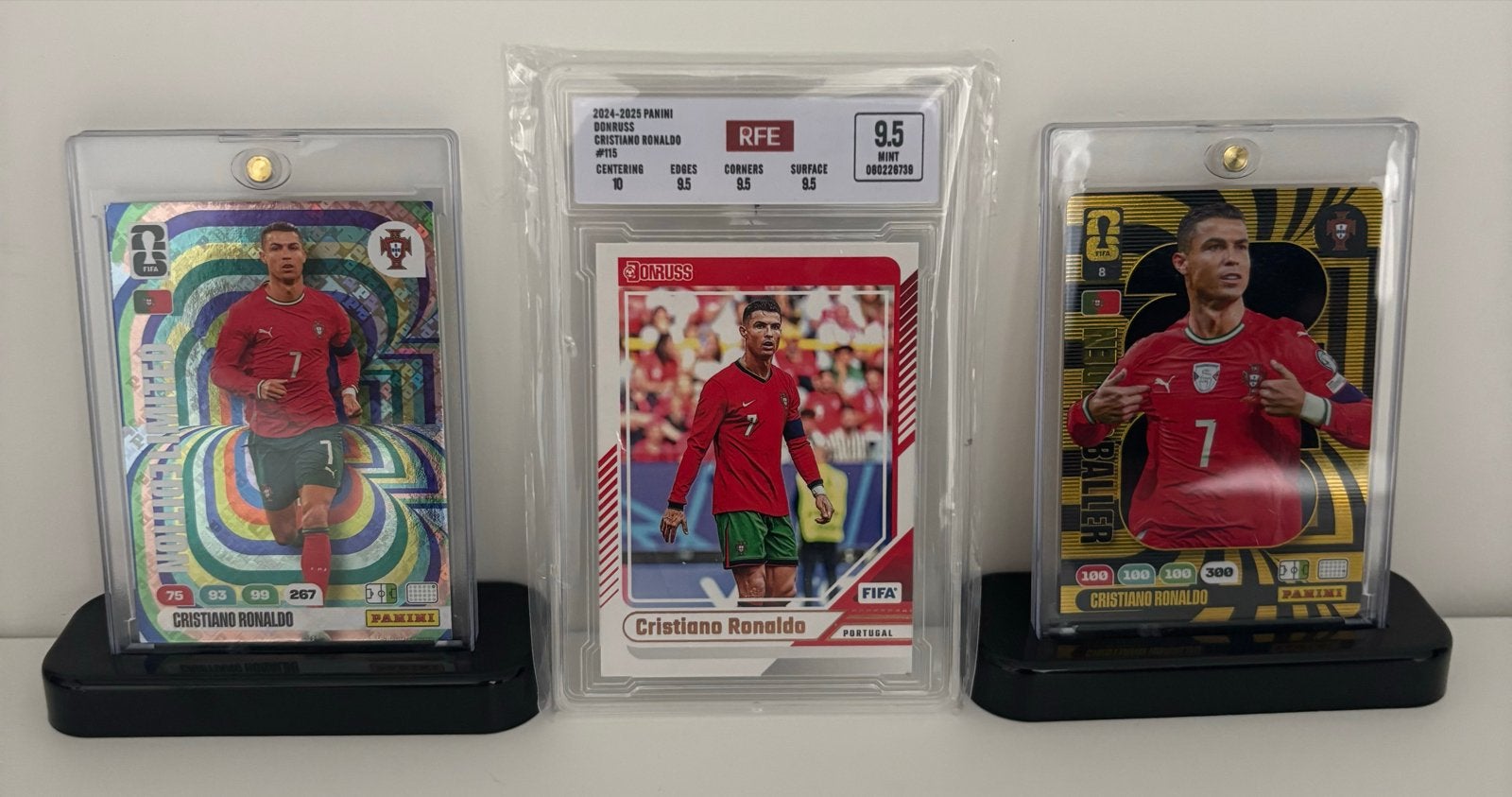 Cristiano Ronaldo Panini Spelerskaarten (3 stuks), Verzamelen, Ophalen of Verzenden, Nieuw, Buitenlandse clubs, Spelerskaart