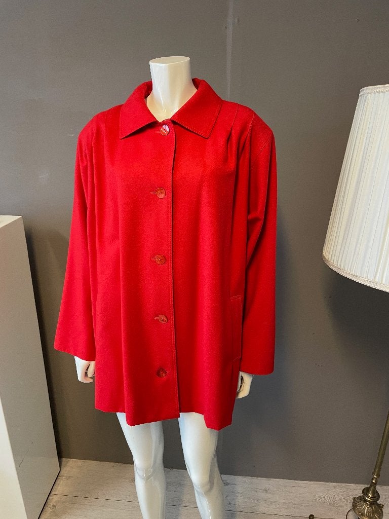 Vintage Rode Schuurwollen Zomerjas - Golden Menuetto Fashion, Maat 38/40 (M), Ophalen of Verzenden, Gedragen, Rood