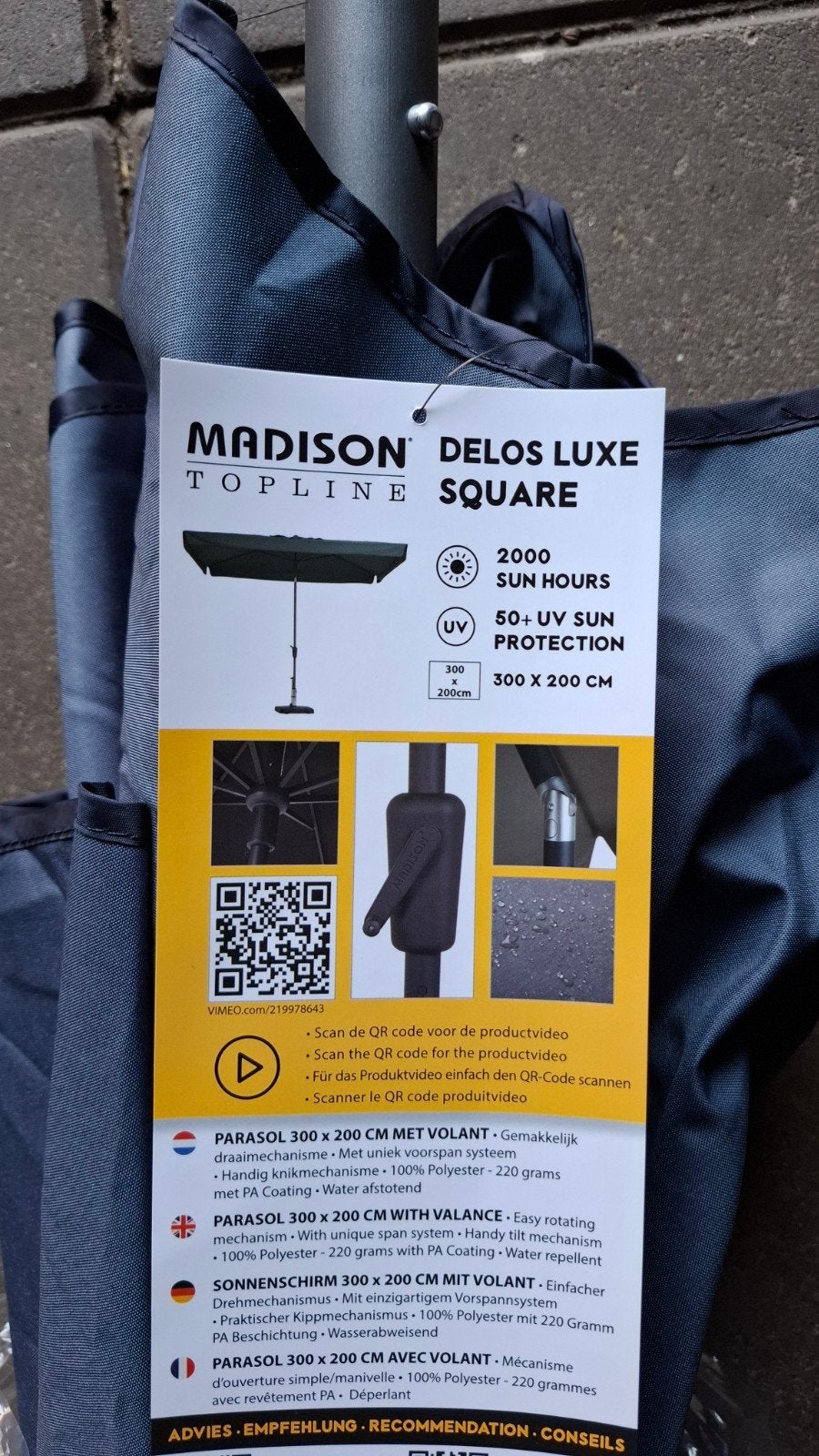 Nieuwe parasol madison 2x3m, Tuin en Terras, Parasols, Ophalen