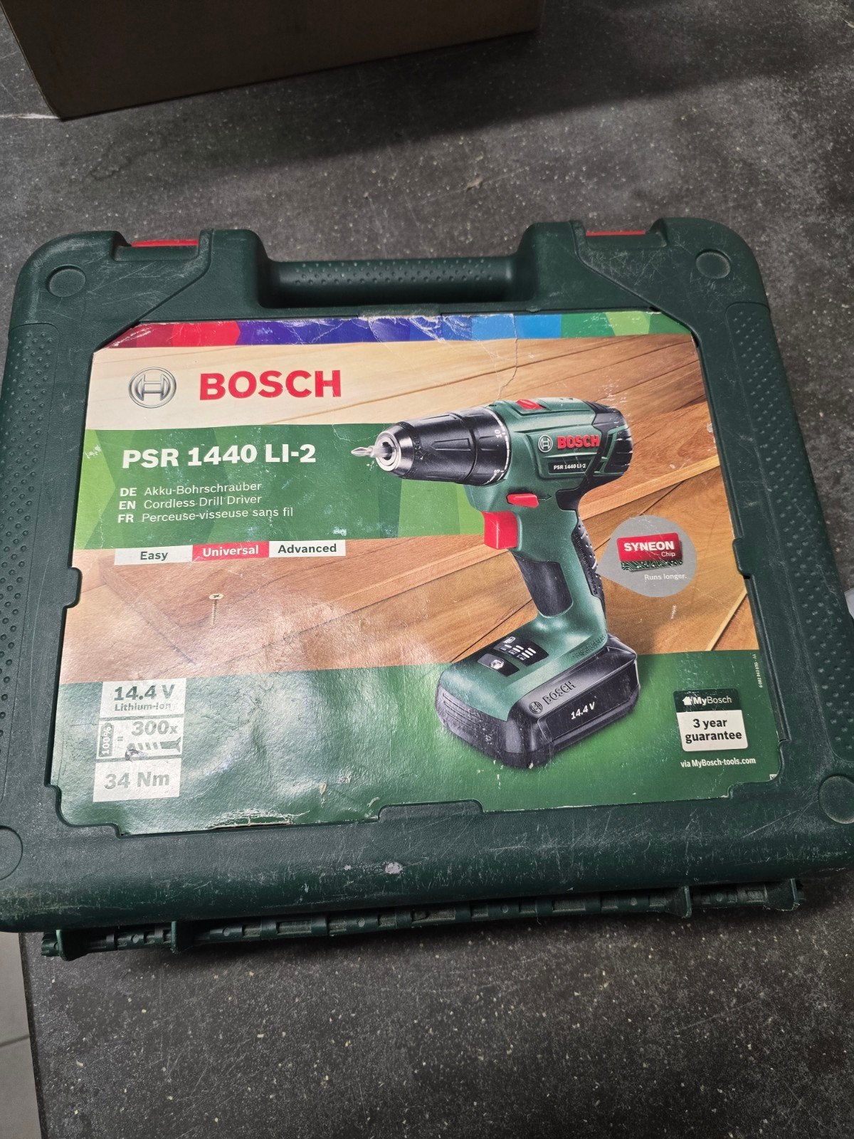 Bosch PSR 1440 LI-2 Accuboormachine met accessoires, Gebruikt, Variabele snelheid, Ophalen of Verzenden, Boor- en Schroefmachine