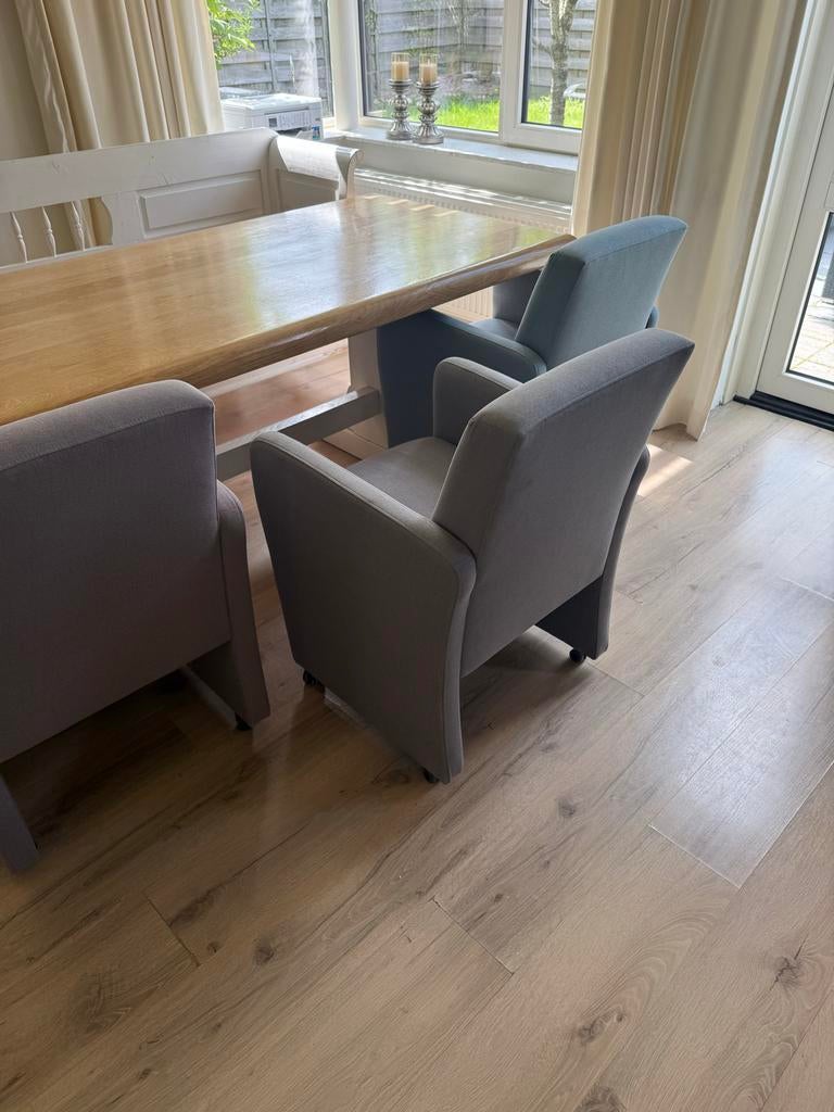 Comfotabele eethoek met klepbank en stoelen, Ophalen of Verzenden, Zo goed als nieuw, 4 tot 6 stoelen