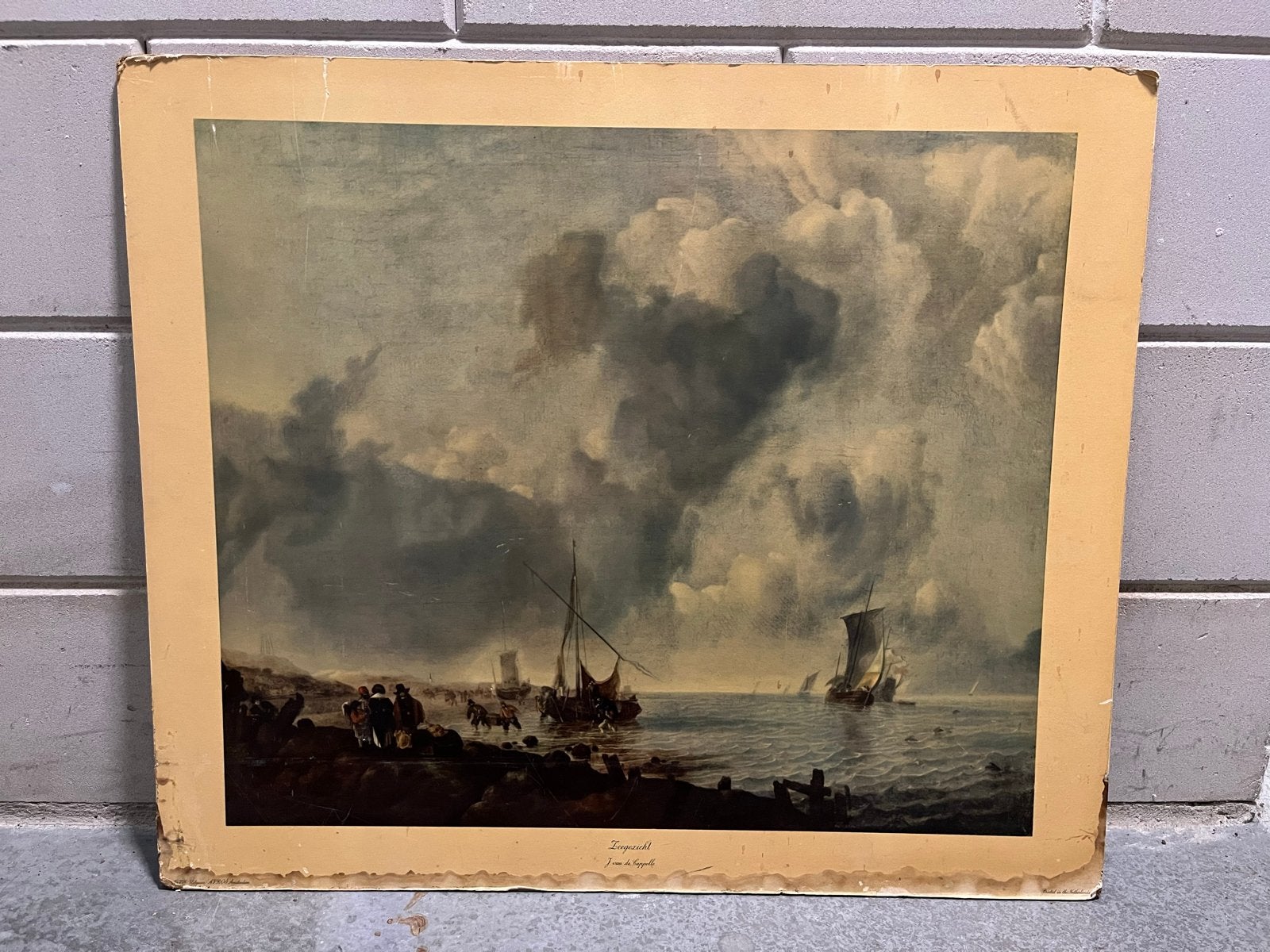 Vintage Schoolplaat: Zeegezicht met Schepen, Ophalen, Overige thema's