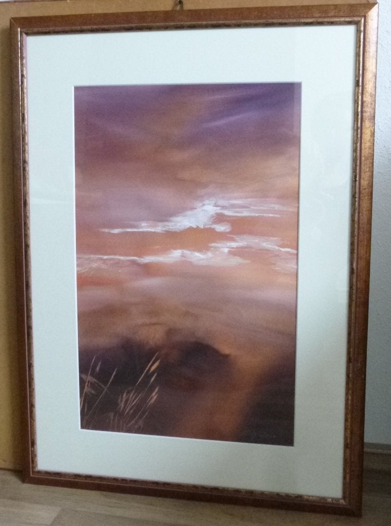 origineel schilderij abstract landschap Nelly Giesen, Antiek en Kunst, Landschap, Ophalen of Verzenden, Gemengde techniek, Overige materialen