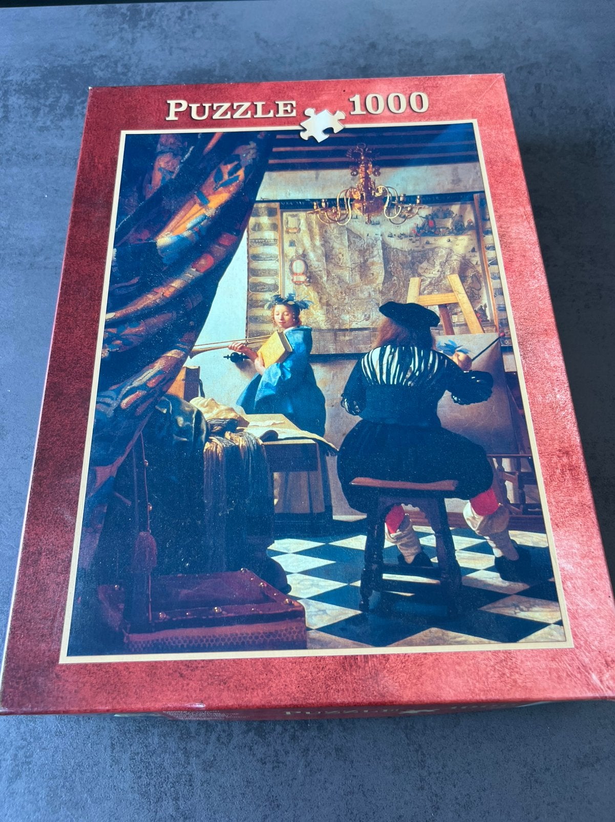 Art puzzel 1000 stukjes vermeer allergorie op schilderkunst, Ophalen of Verzenden, 500 t/m 1500 stukjes, Zo goed als nieuw