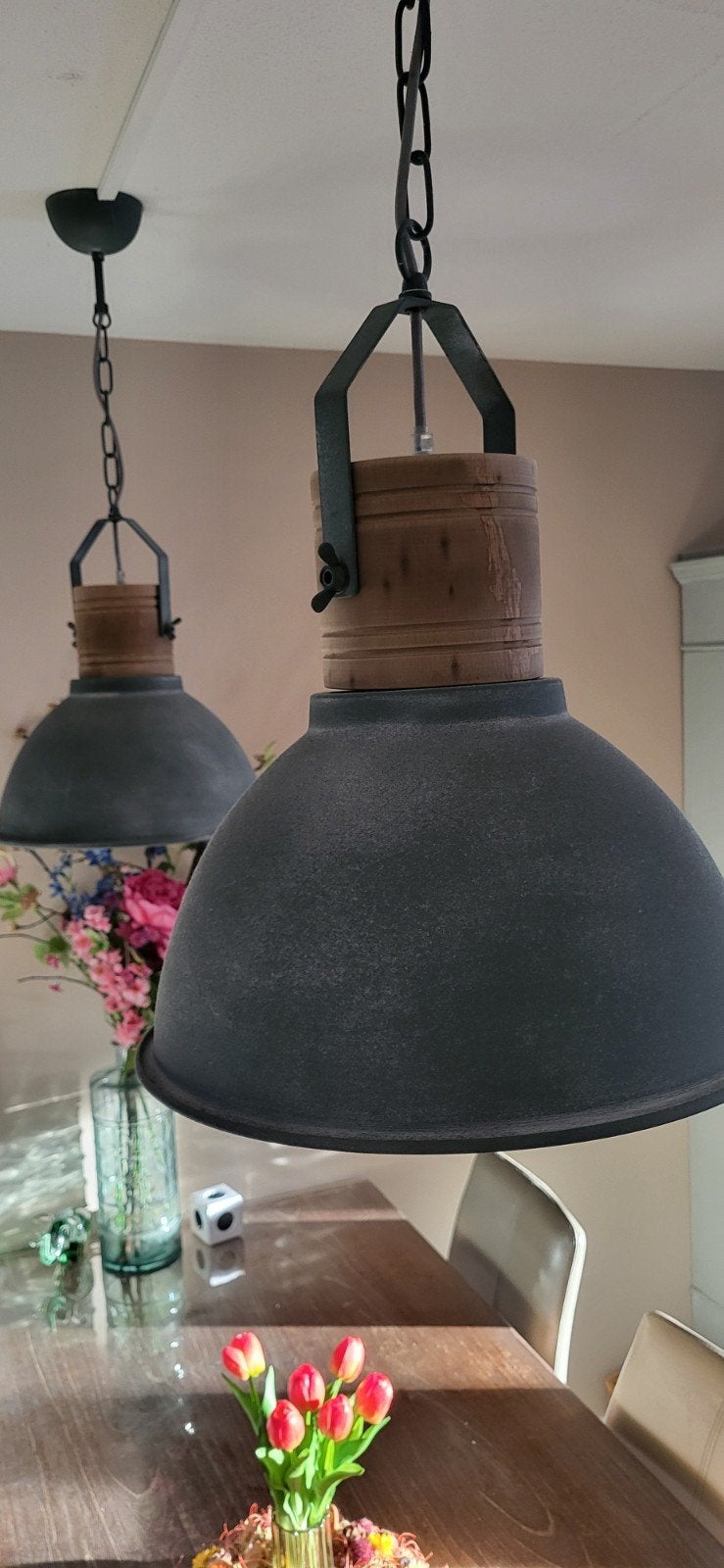 2 industriële hanglampen, Ophalen, Hanglamp, Zo goed als nieuw, Industrieel