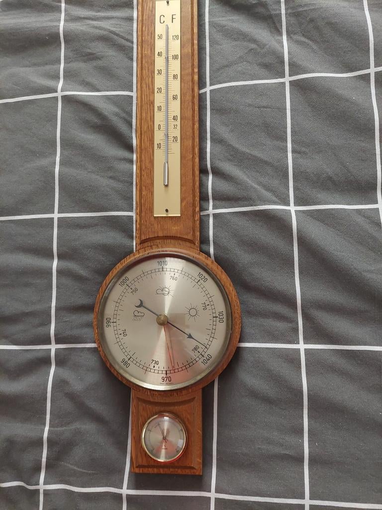 Vintage Weerstation met Barometer, Thermometer en Hygrometer, Audio, Tv en Foto, Weerstations en Barometers, Ophalen of Verzenden