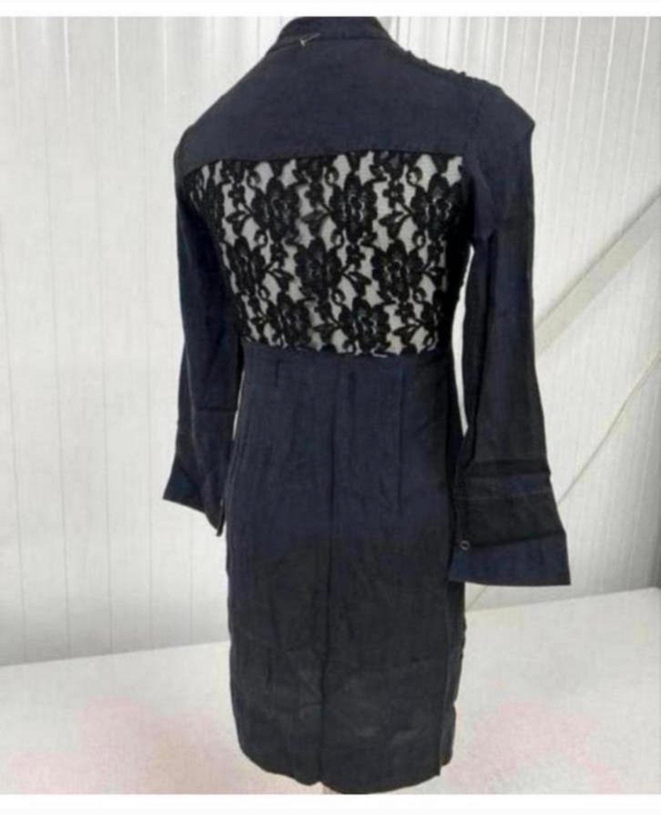 DKNY Donna Karan New York zwarte bloemen kanten knoop jurk, B, Zwart, B, Ophalen of Verzenden