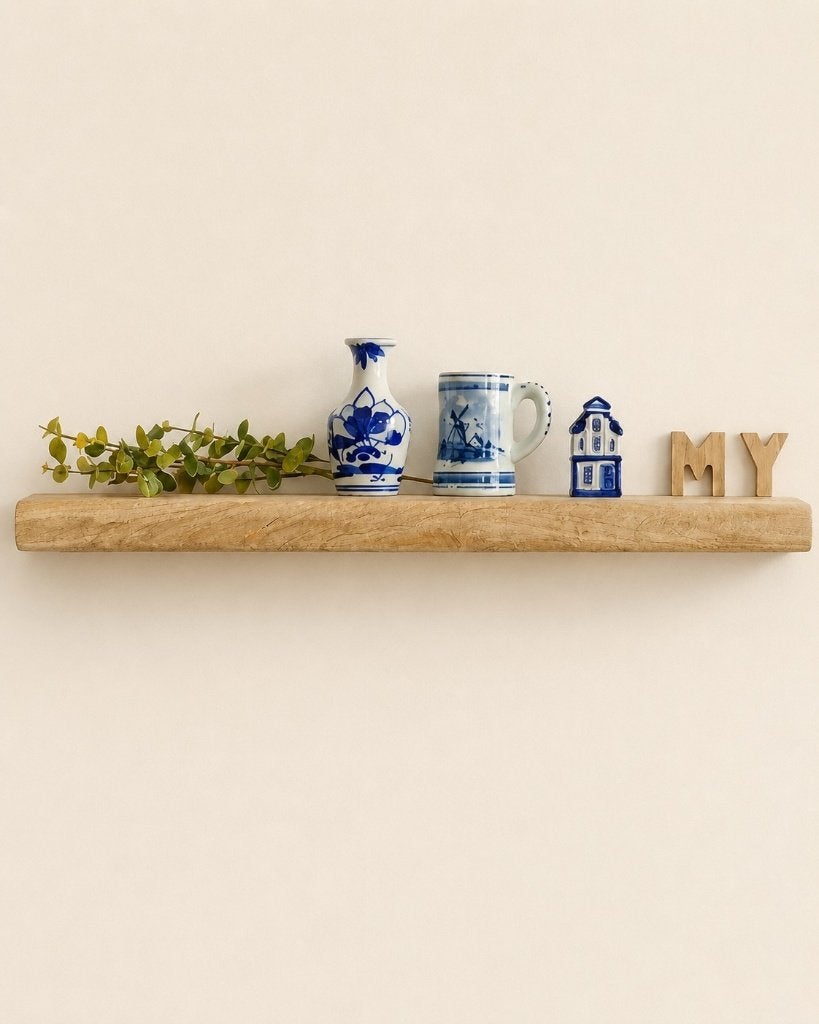 Eiken wandplank zwevend incl. montagepennen 56,5cm #254, Houtatelier M.Y., Info@myhoutatelier.nl, Nieuw, Ophalen of Verzenden