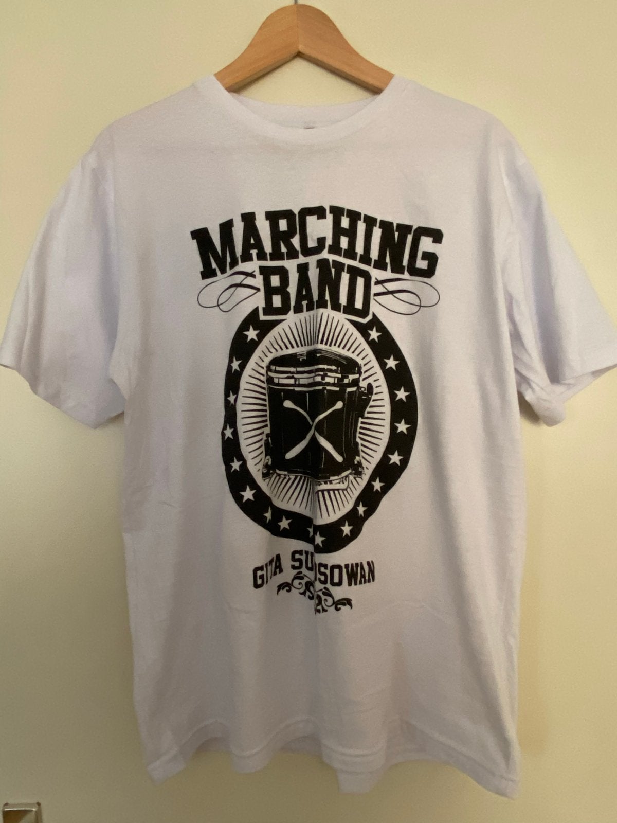 Wit T-shirt met 'Marching Band' opdruk - Maat XL, Ophalen of Verzenden, Nieuw, Maat 56/58 (XL), Wit