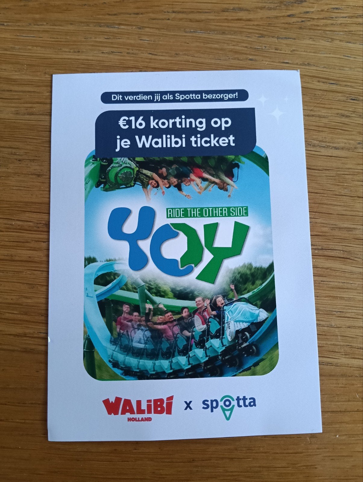 Korting Walibi Holland (4 x € 16,-), Eén persoon, Kortingskaart