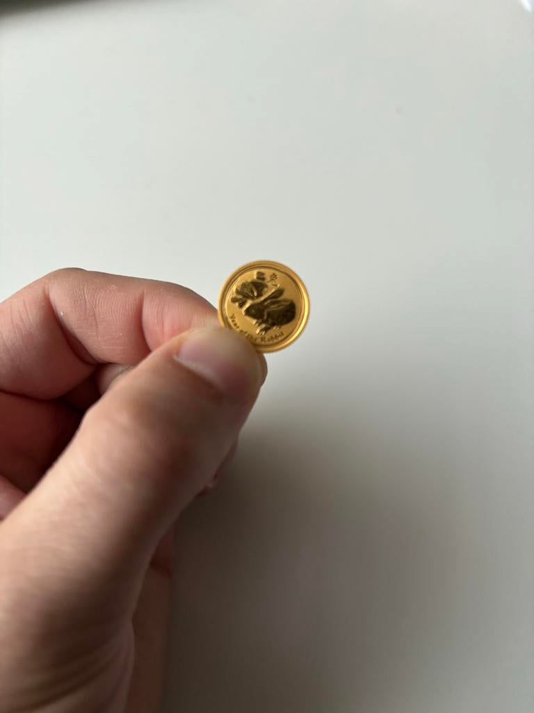 Gouden munt 1/10 oz Lunar II 2011 “Year of the Rabbit”, Postzegels en Munten, Munten | Oceanië, Ophalen of Verzenden, Losse munt
