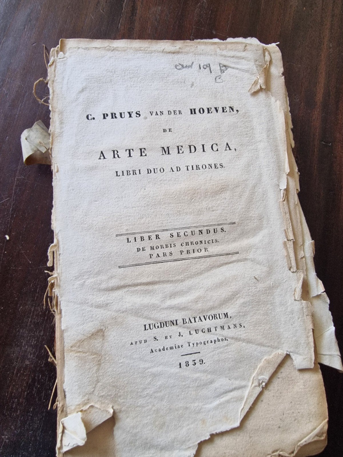 C. Pruys van der Hoeven, De Arte Medica, 1839, Ophalen of Verzenden, Gelezen, C. Pruys van der Hoeven, Europa overig