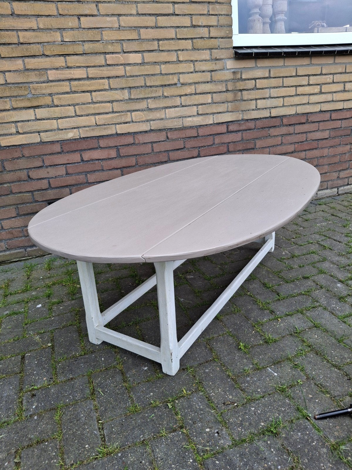 Ovale klaptafel - 150x90 cm (ingeklapt 150x42 cm), Gebruikt, 100 tot 150 cm, Klassiek, Praktisch, Vier personen