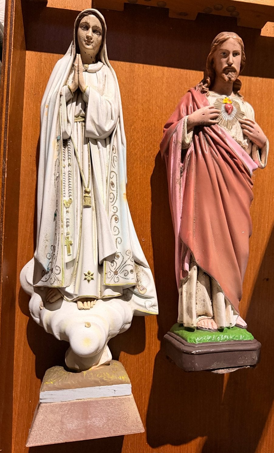 Set van 2 religieuze beelden: Maria en Jezus, Antiek en Kunst, Ophalen of Verzenden