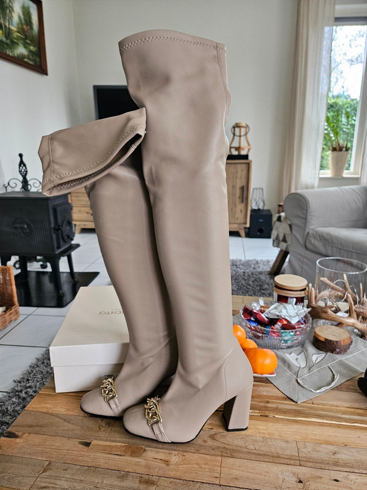 Rinascimento Overknee Laarzen, Hoge laarzen, Beige, Rinascimento, Nieuw