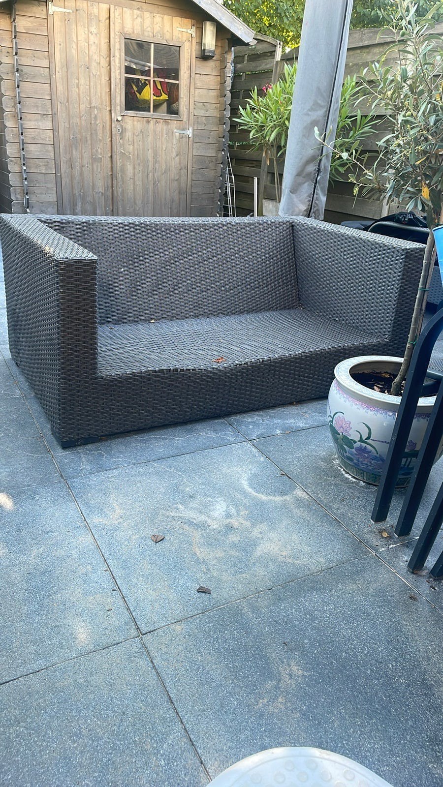 Gratis loungebank tweezitter 142x86x59 cm lxbxh, Ophalen, Gebruikt, Wicker