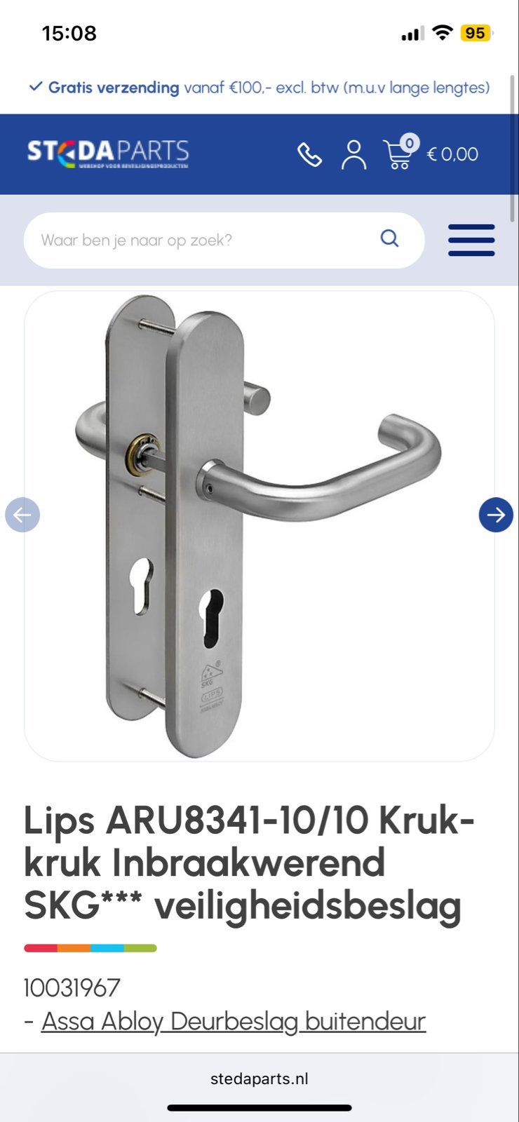 Nieuw Lips ARU8341-10/10 Kruk-kruk Inbraakwerend Veiligheids, Ophalen of Verzenden, Nieuw, Rvs, Klink of Kruk