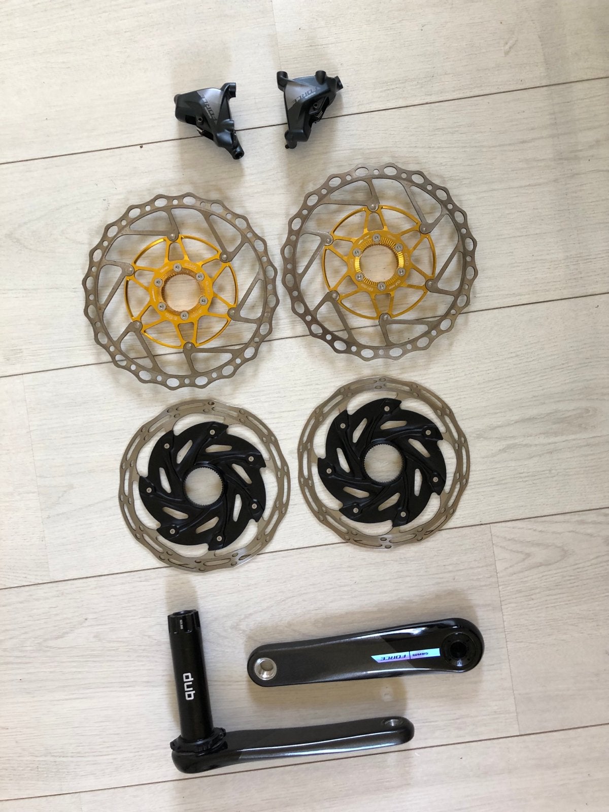 Sram Force onderdelen: remmen, schijven, crankarmen, Fietsen en Brommers, Fietsonderdelen, Remmen, Ophalen of Verzenden, Zo goed als nieuw