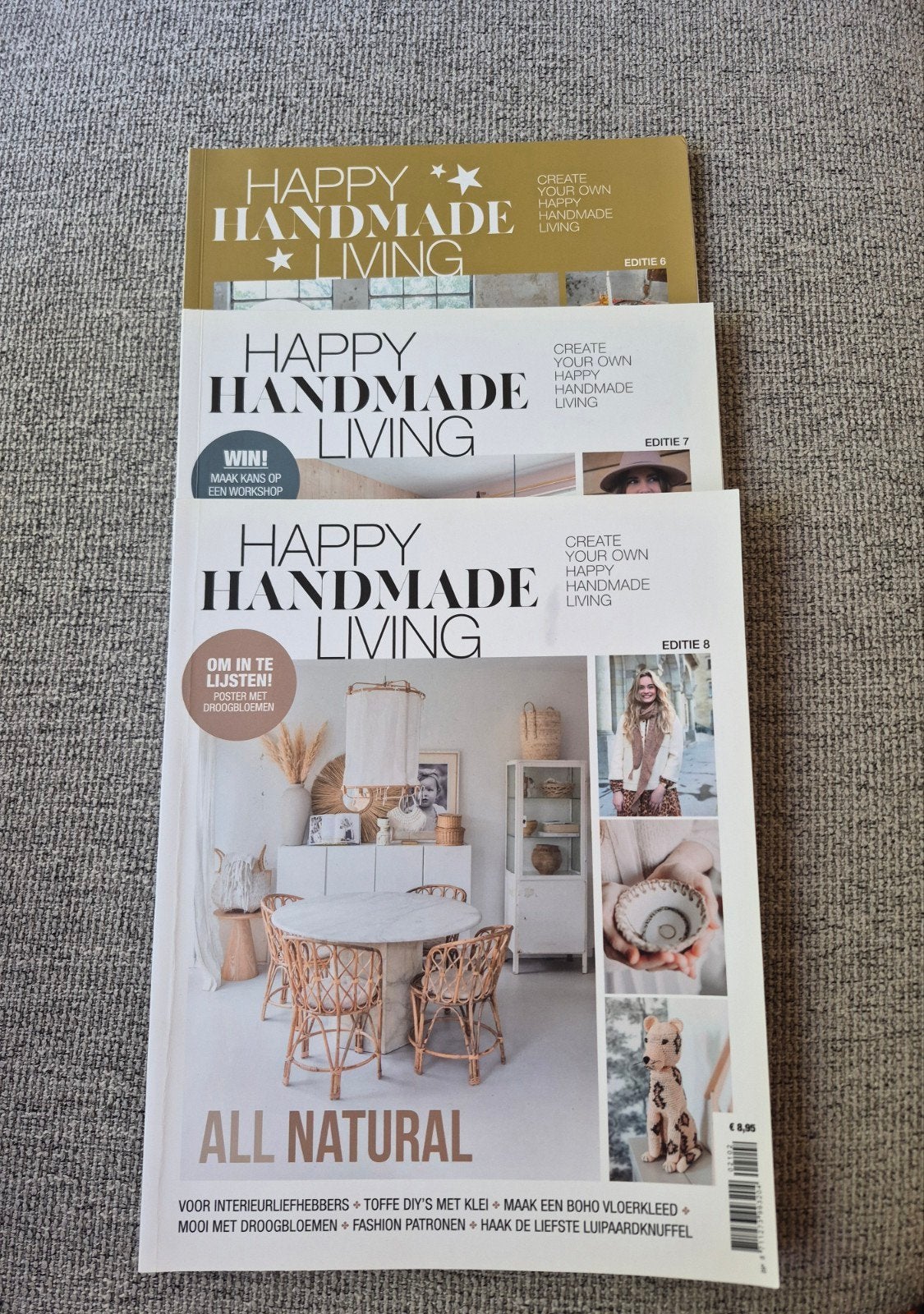 Happy Handmade Living tijdschriften 3x, Boeken, Tijdschriften en Kranten, Ophalen of Verzenden, Zo goed als nieuw, Damesbladen