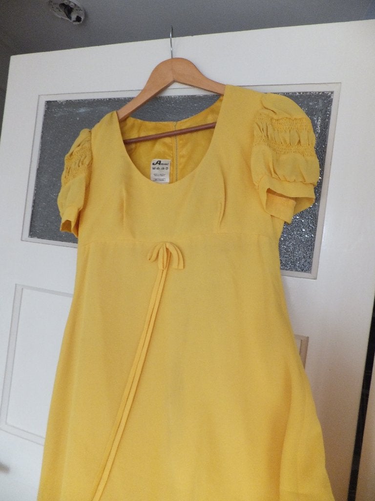 vintage lange boho bohemian hippie jurk, arnel, geel 36 38, Geel, Zo goed als nieuw, Onder de knie, Ophalen