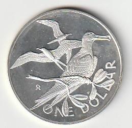 1  dollar  1974  Brits Virgin Eilanden. km. 6a  unc/proof, Ophalen of Verzenden, Noord-Amerika, Losse munt, Zilver