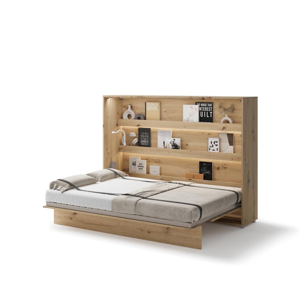 Concept opklapbed horizontaal - 140x200 - Eikenkleur, Niet ingevuld, Niet ingevuld, Niet ingevuld