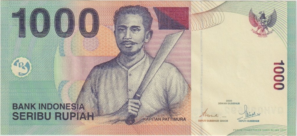 Indonesië bankbiljet 1000 Rupiah 2000 (Kapitan Pattimura), Postzegels en Munten, Bankbiljetten | Azië, Ophalen of Verzenden, Zuidoost-Azië