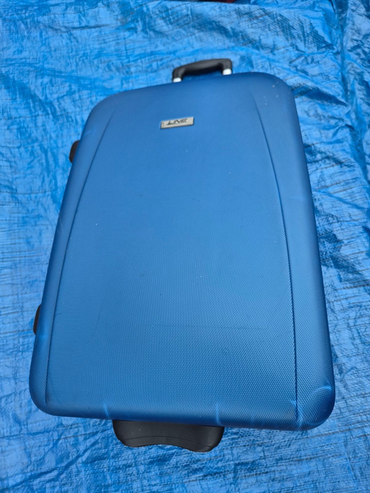 Blauwe koffer met wieltjes en uitschuifbare handgreep, 30 cm of meer, Gebruikt, Blauw, Ophalen of Verzenden