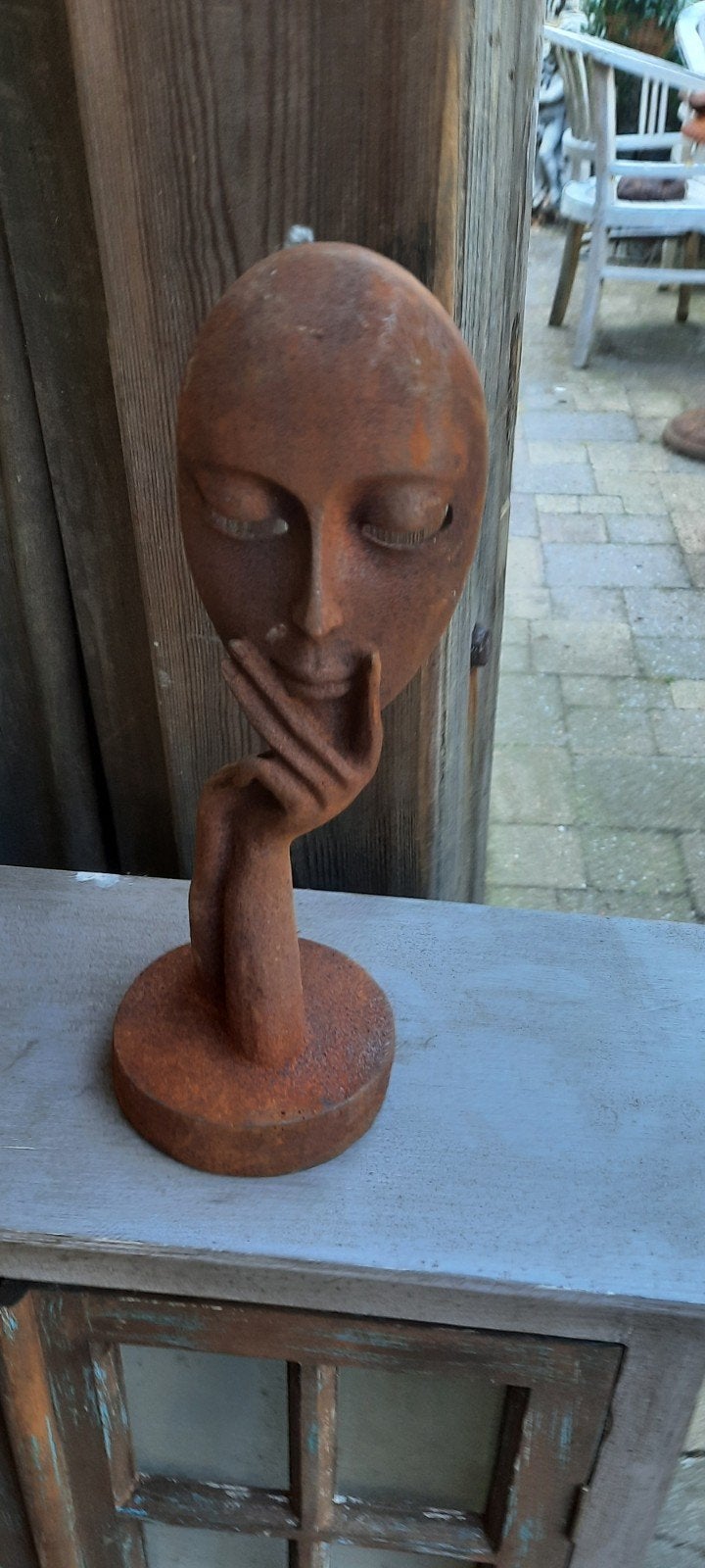 Decoratieve Buste Vrouw Gezicht - Roestbruin Metaal, Ophalen of Verzenden, Nieuw, Metaal