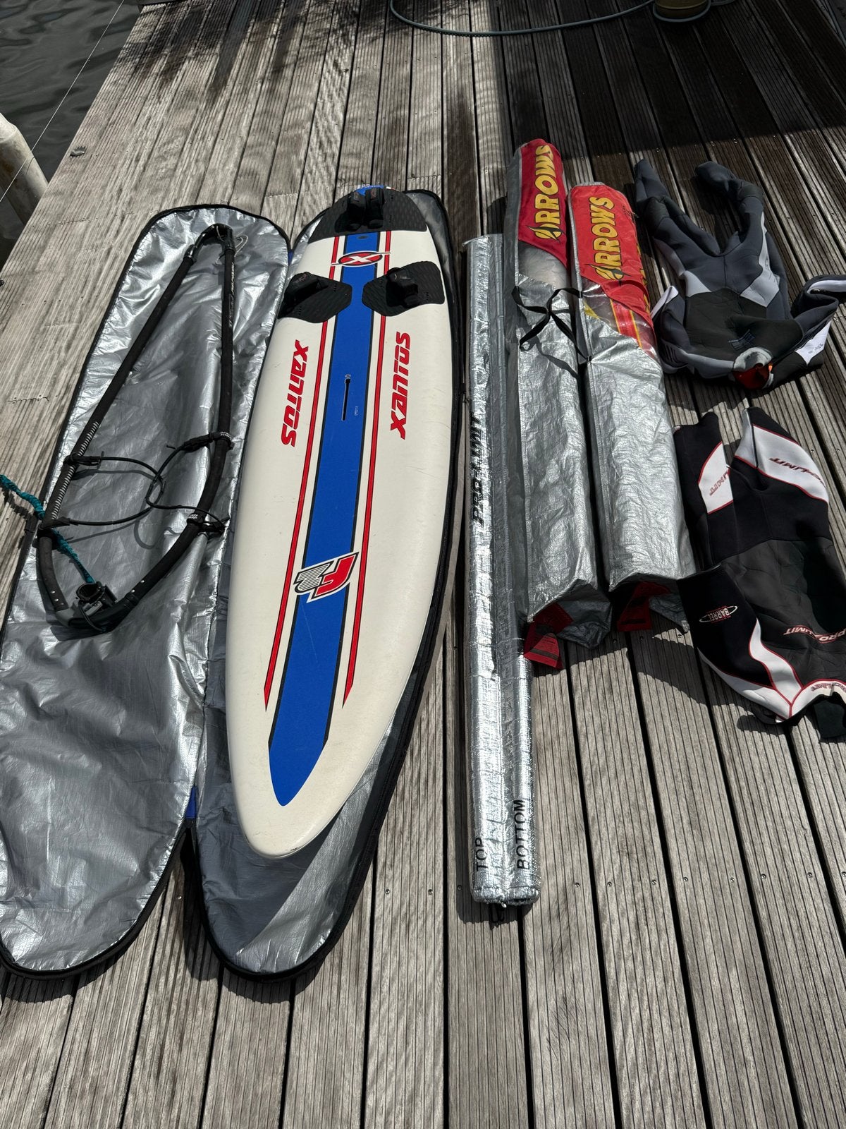 Complete Windsurfset: F2 Xantos 295, 2 zeilen, vaarklaar, Ophalen, 250 tot 300 cm, Gebruikt, 6.5 m² tot 8 m²
